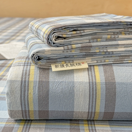 晓时候 2025新款100%全棉色织水洗棉床单全棉床单纯棉床单 简兮蓝