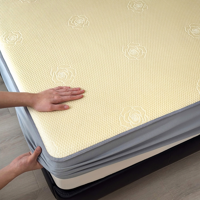 91家纺网 家纺一手货源 找家纺 欧邦 2025新款A类3D提花冰豆豆床笠款凉席 床笠款-柠檬黄