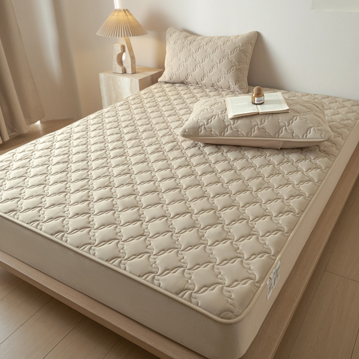 91家纺网 家纺一手货源 找家纺 雪云美2025新款全棉夹棉床笠13372斜纹A类纯棉床罩可定制尺寸-风车款 风车-健康驼