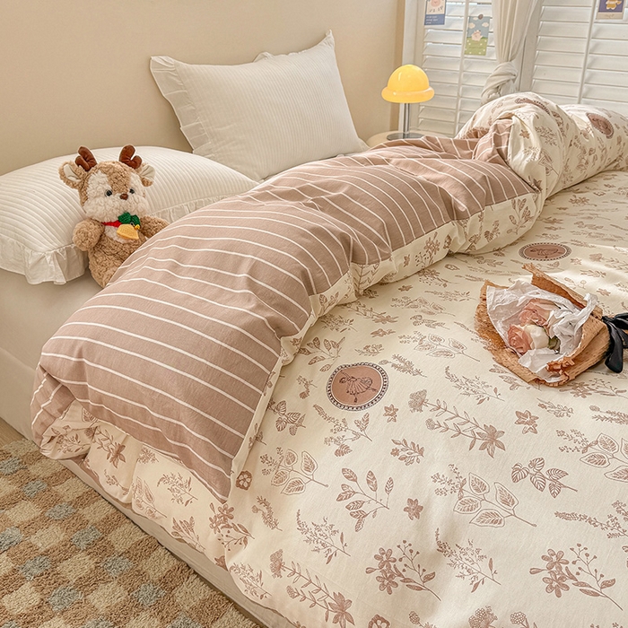 91家纺网 家纺一手货源 找家纺 绵庭家纺 2025新款12868全棉套件单品系列二单被套 烟染秋色