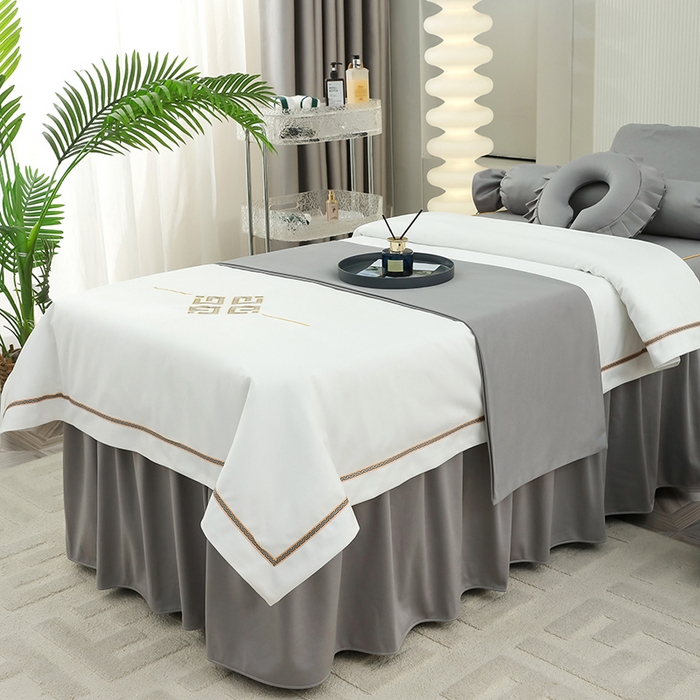 91家纺网 家纺一手货源 找家纺 千姿坊 2025新款床罩四件套-倾城 倾城-灰+白