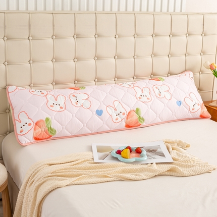 云玲时尚 2025新款三防磨毛防水夹棉双人长枕套 桃仙兔