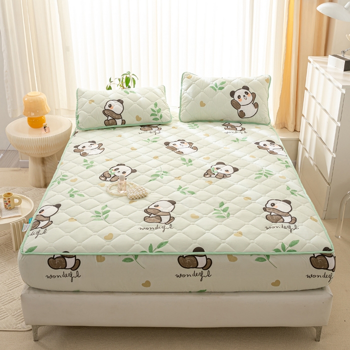 91家纺网 家纺一手货源 找家纺 云玲时尚 2025新款三防磨毛防水夹棉单人枕套 幸福熊猫