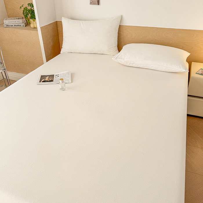 91家纺网 家纺一手货源 找家纺 晓时候 2025新款100%全棉色织水洗棉床笠全棉床笠纯棉床笠 本白