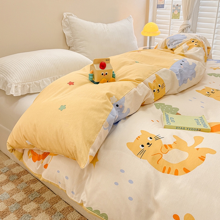 91家纺网 家纺一手货源 找家纺 绵庭家纺 2025新款12868全棉套件单品系列二单被套 狮子乐园