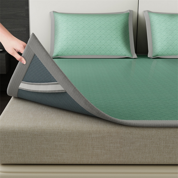 91家纺网 家纺一手货源 找家纺 叠派家纺  2025新款5A抗菌A类冰丝凉席-饼干花熊猫款 熊猫-绿色