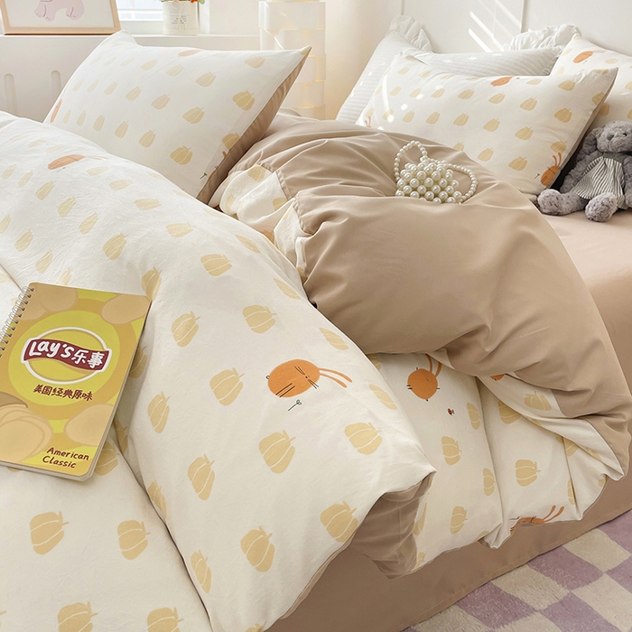 91家纺网 家纺一手货源 找家纺 汣沐生活 2025新款针织棉印花款四件套 小圆满