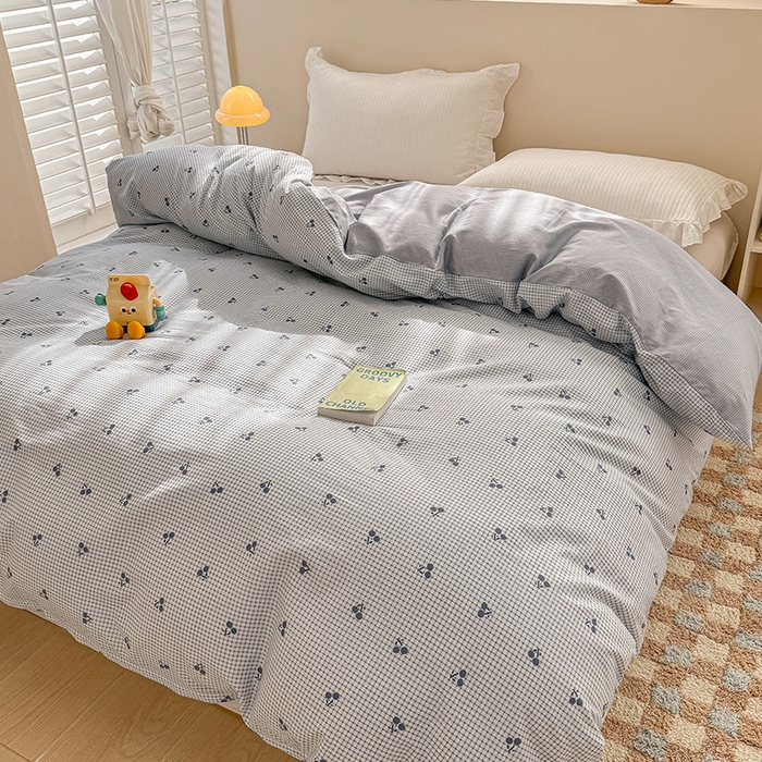 91家纺网 家纺一手货源 找家纺 绵庭家纺 2025新款12868全棉套件单品系列二单被套 樱姿-灰