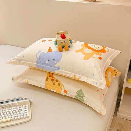 绵庭家纺 2025新款12868全棉套件单品系列二单枕套 狮子乐园