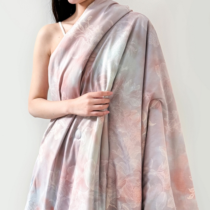 91家纺网 家纺一手货源 找家纺 2025新款仿色织提花数码印花轻奢风水洗棉夏被 隐纱-粉