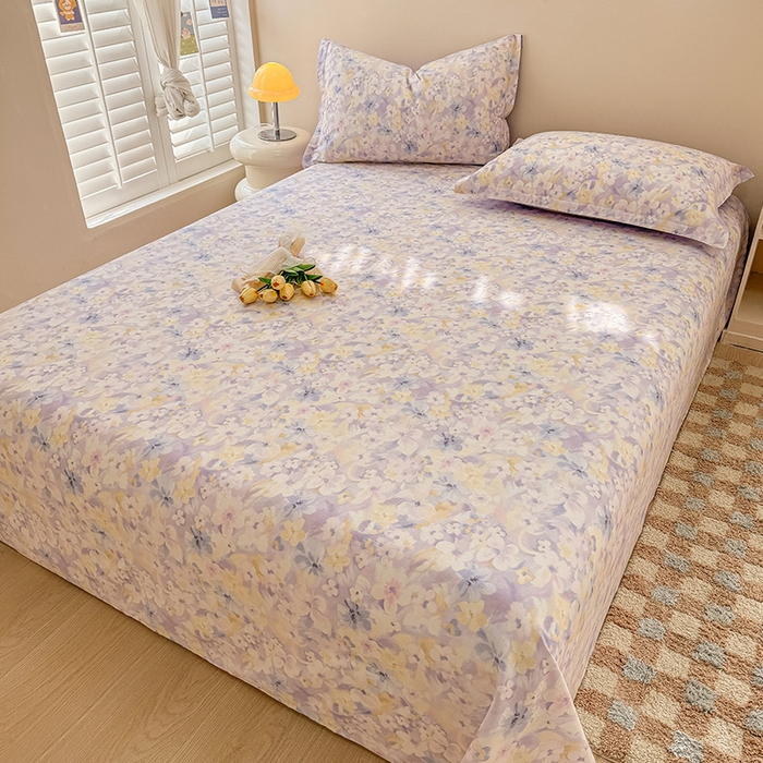 91家纺网 家纺一手货源 找家纺 绵庭家纺 2025新款12868全棉套件单品系列二单床单 香颂蝶舞