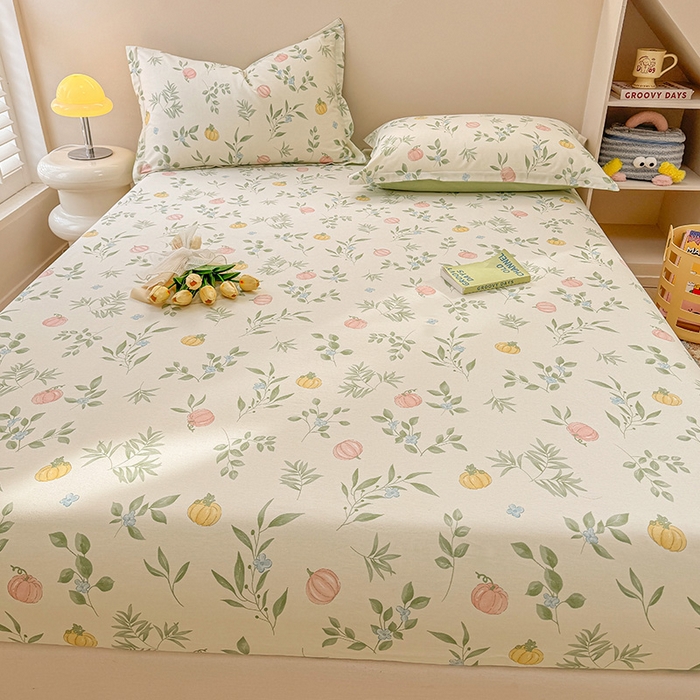 91家纺网 家纺一手货源 找家纺 2025新款12868全棉套件单品系列二单床笠 轻婉花语