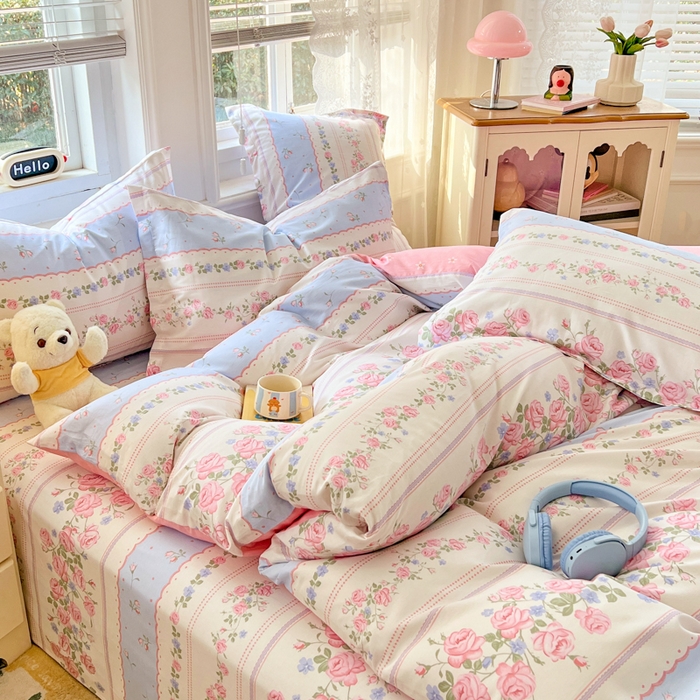 91家纺网 家纺一手货源 找家纺 世爵2025春夏新款全棉纯棉印花系列单床单 床单单件 爱枝花语