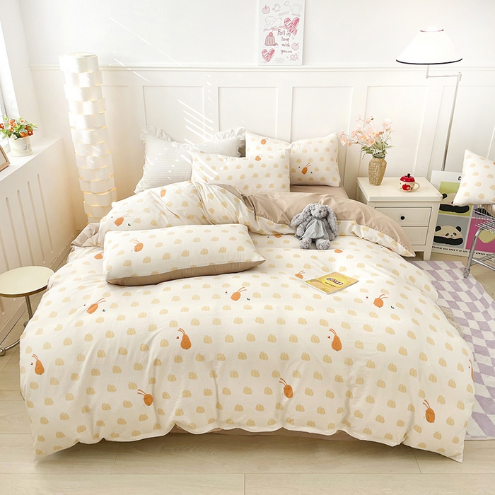 91家纺网 家纺一手货源 找家纺 汣沐生活 2025新款针织棉印花款四件套 小圆满