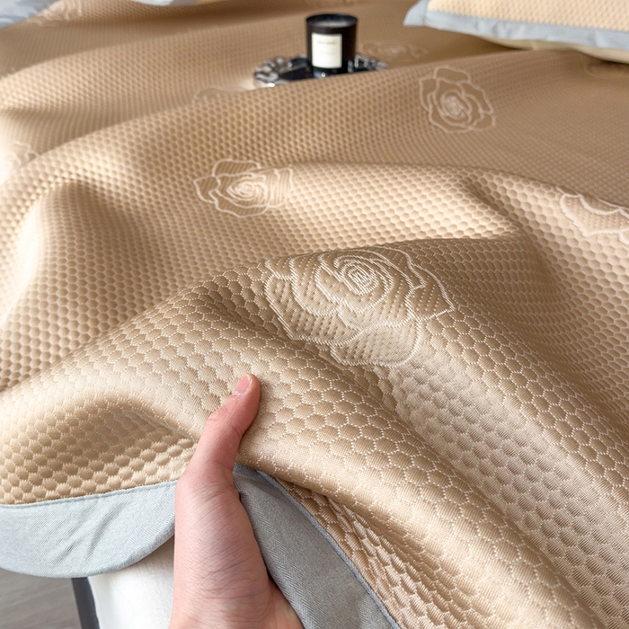 91家纺网 家纺一手货源 找家纺 欧邦 2025新款A类3D立体提花冰豆豆凉席 冰豆豆-摩卡咖