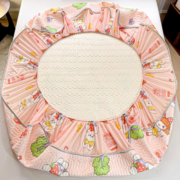 91家纺网 家纺一手货源 找家纺 富馨莱 2025新款A类凉感丝空气纤维凉席床笠款 小兔姑娘