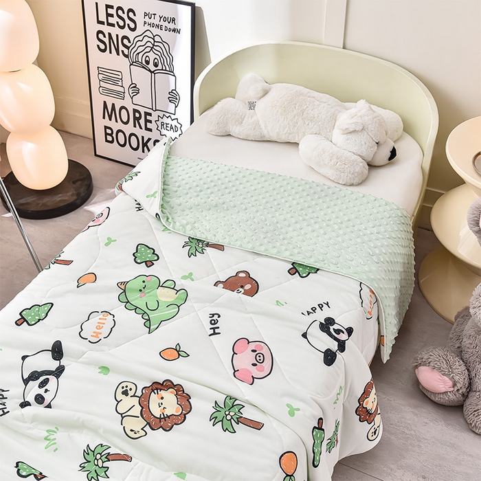 91家纺网 家纺一手货源 找家纺 嗨生活_2025年爆款 A类冰豆豆凉感丝被 儿童夏被 幼儿园被 直播 团购首选_1477 动物集