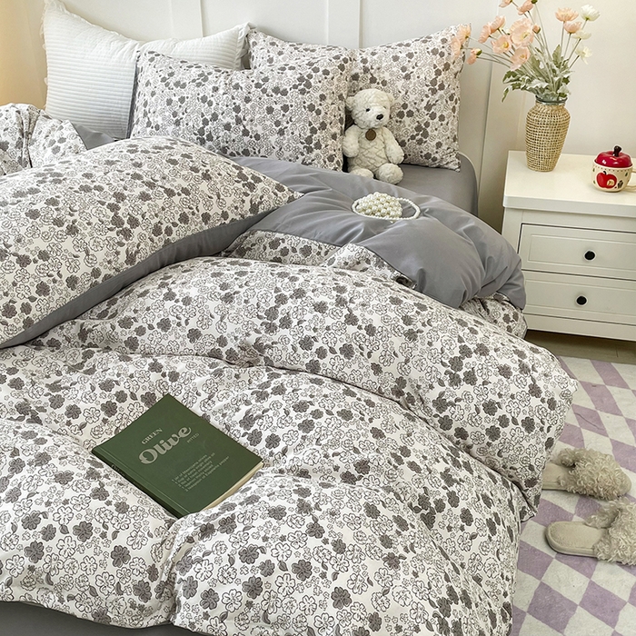 91家纺网 家纺一手货源 找家纺 汣沐生活 2025新款针织棉印花款四件套 美式