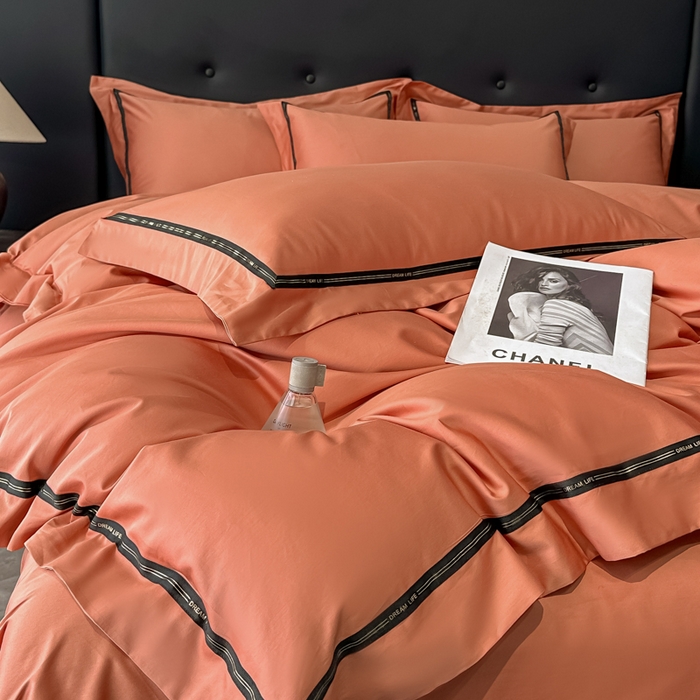 91家纺网 家纺一手货源 找家纺 （总）魅都 2025新款100s长绒棉简约织带轻奢风四件套-罗伊