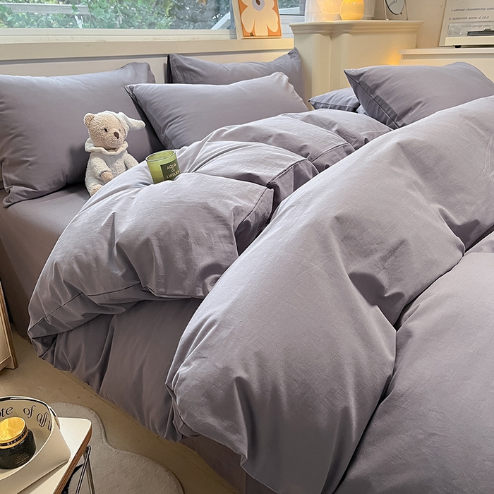 91家纺网 家纺一手货源 找家纺 卡巴伦家纺 2025新款40支纯棉A类水洗棉四件套风格2 水晶灰