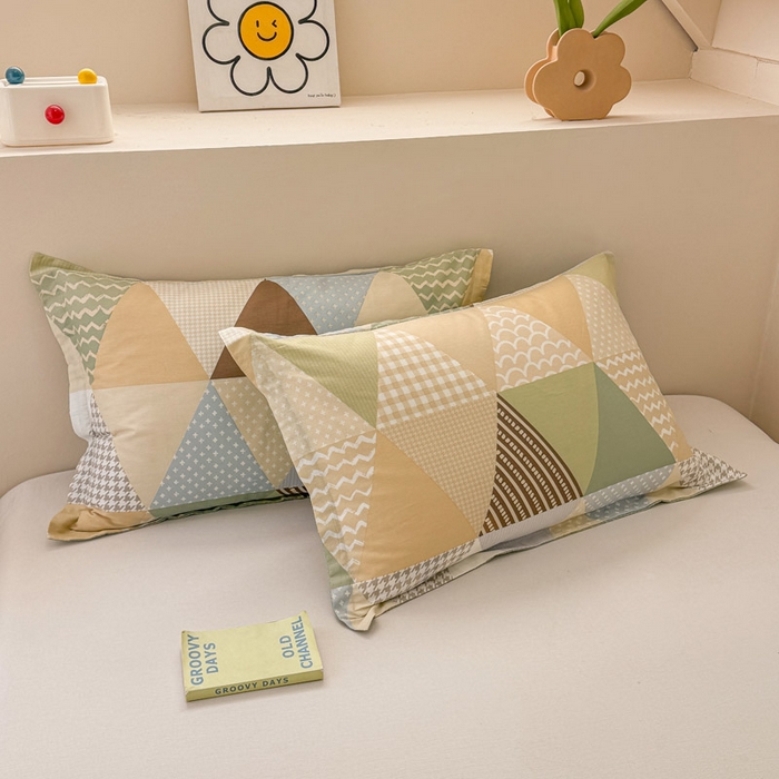 91家纺网 家纺一手货源 找家纺 绵庭家纺 2025新款12868全棉套件单品系列二单枕套 云峰-绿