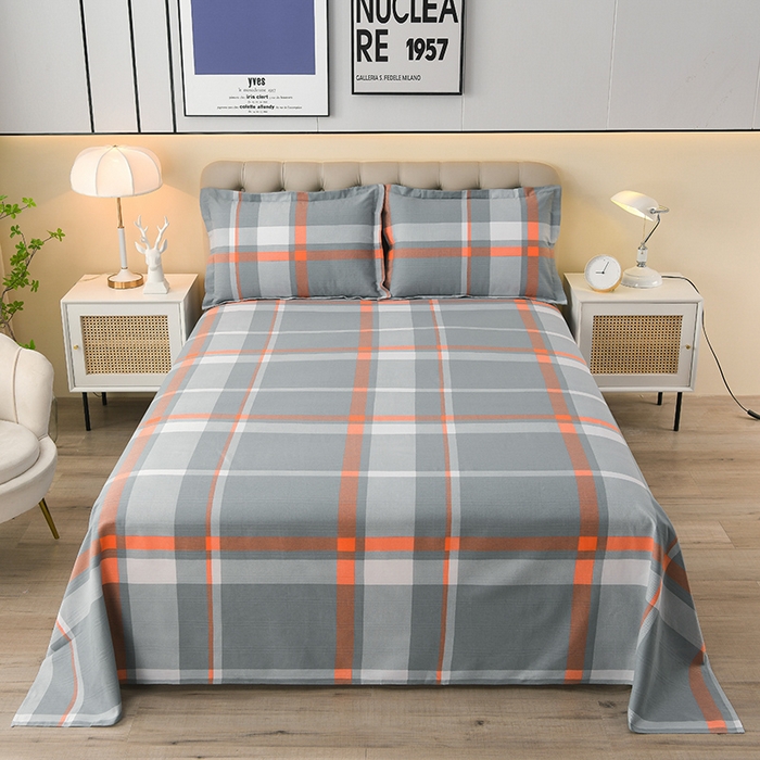 91家纺网 家纺一手货源 找家纺 润淳家居 2025新款老粗布三件套及单品 华锦格 灰