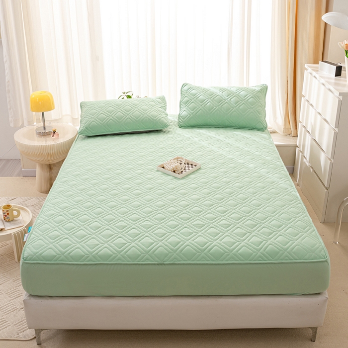 91家纺网 家纺一手货源 找家纺 云玲时尚 2025新款三防磨毛防水夹棉单人枕套 果绿