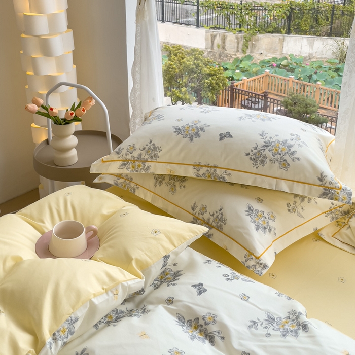 91家纺网 家纺一手货源 找家纺 铭博家纺 新款直播爆款网红全棉四件套13070印花吊边一字绣纯棉被套工艺款 清香四溢