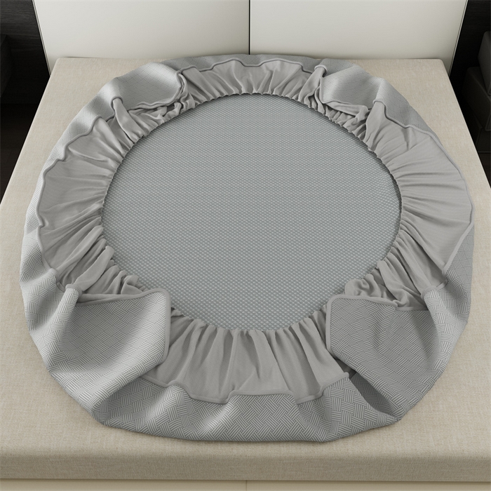 91家纺网 家纺一手货源 找家纺 叠派家纺  2025新款5A抗菌A类冰丝凉席-饼干花熊猫款 床笠-熊猫-灰色