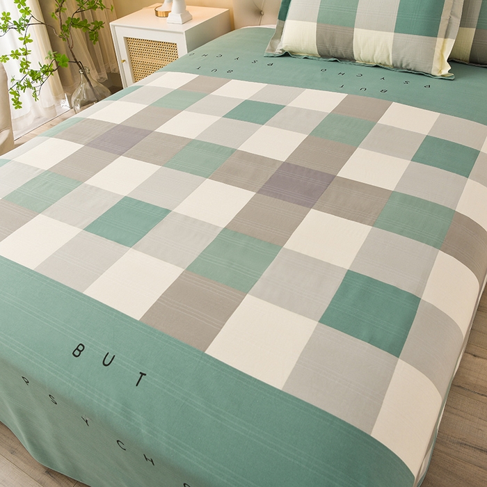 91家纺网 家纺一手货源 找家纺 润淳家居 2025新款老粗布三件套及单品 淡香格调 绿