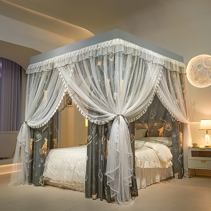 91家纺网 家纺一手货源 找家纺 锦逸家居 2025新款四季款三开门落地床幔蚊帐 幻城-乐呵呵