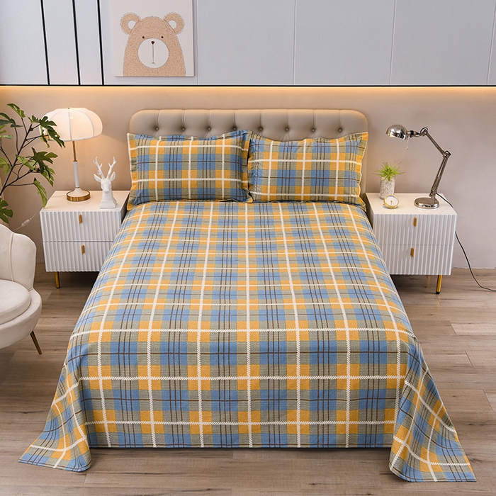 91家纺网 家纺一手货源 找家纺 润淳家居 2025新款老粗布三件套及单品 欢乐格 黄