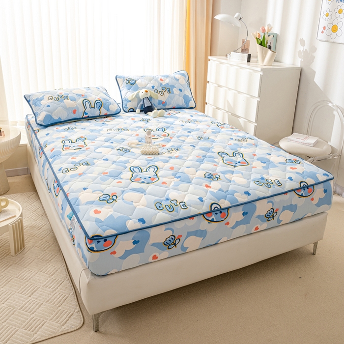 91家纺网 家纺一手货源 找家纺 云玲时尚 2025新款三防磨毛防水夹棉单人枕套 爱心兔