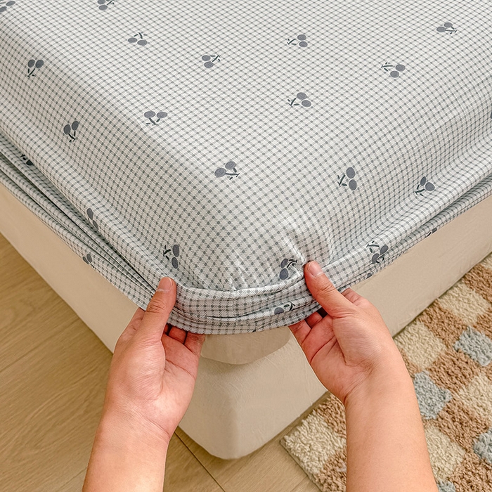 91家纺网 家纺一手货源 找家纺 2025新款12868全棉套件单品系列二单床笠 樱姿-灰