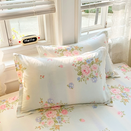 世爵2025春夏新款全棉纯棉印花小清新单品系列单枕套 枕套单件 繁花