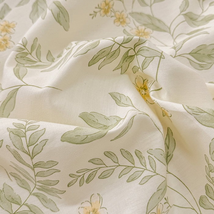 91家纺网 家纺一手货源 找家纺 绵庭家纺 2025新款12868全棉套件单品系列二单床单 叶伴花开