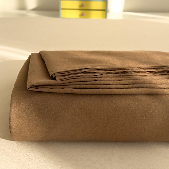 91家纺网 家纺一手货源 找家纺 曼谷家纺 2025新款软糯毛巾绣水洗棉床单床笠枕套纯色床单床笠枕套单品 水洗-咖啡