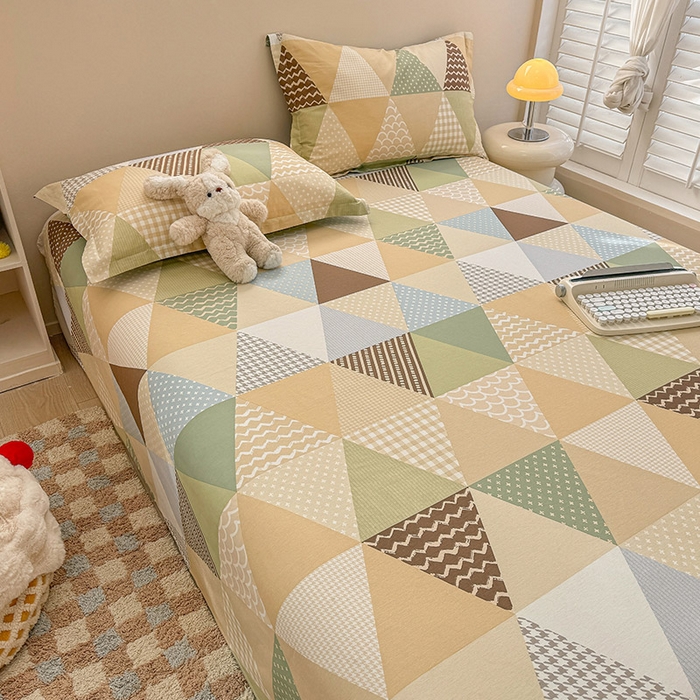 91家纺网 家纺一手货源 找家纺 绵庭家纺 2025新款12868全棉套件单品系列二单床单 云峰-绿