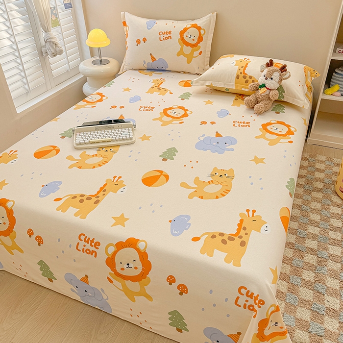 91家纺网 家纺一手货源 找家纺 绵庭家纺 2025新款12868全棉套件单品系列二单床单 狮子乐园