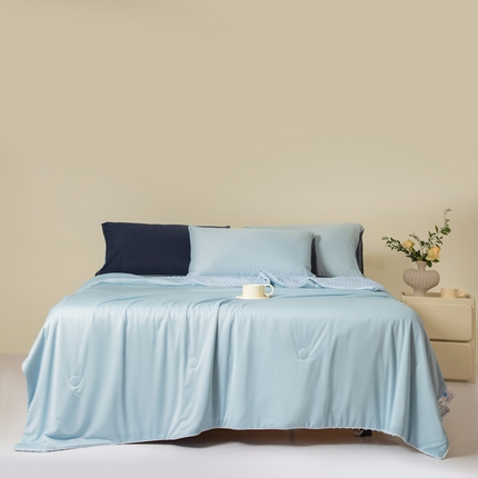 91家纺网 家纺一手货源 找家纺 莱登卡奴 2025新款A类云母凉感丝豆豆被夏被凉席系列-单夏被 凉感丝豆豆被-湖兰