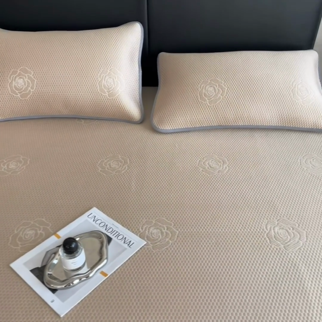 91家纺网 家纺一手货源 找家纺 欧邦 2025新款A类3D提花冰豆豆床笠款凉席 床笠款-摩卡咖