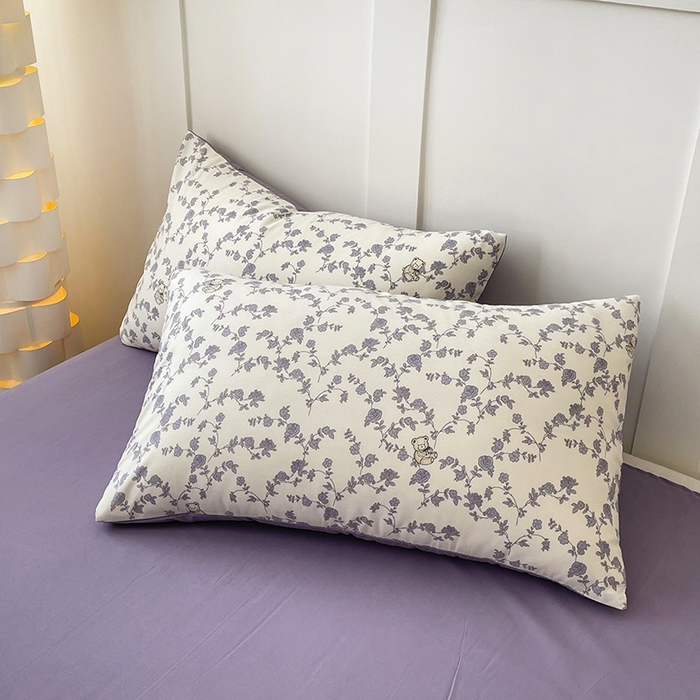 91家纺网 家纺一手货源 找家纺 汣沐生活 2025新款针织棉印花款四件套 梦栀子