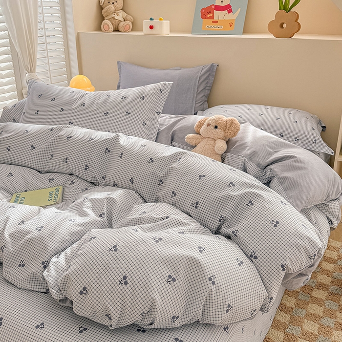 91家纺网 家纺一手货源 找家纺 绵庭家纺 2025新款12868全棉套件单品系列二四件套 樱姿-灰