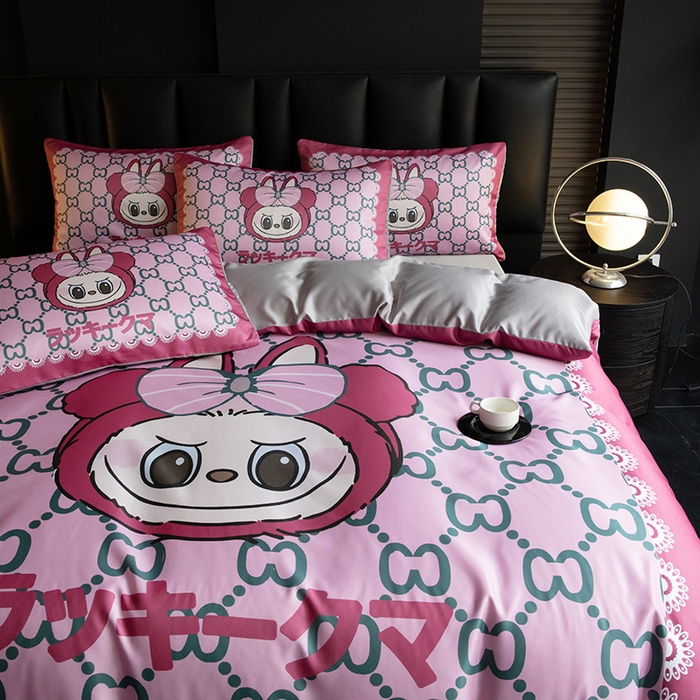 91家纺网 家纺一手货源 找家纺 2025新款水洗真丝数码印花四件套 CC兔