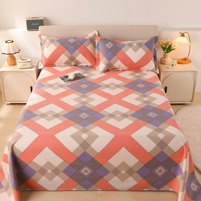 91家纺网 家纺一手货源 找家纺 润淳家居 2025新款老粗布三件套及单品 卡酷格 粉