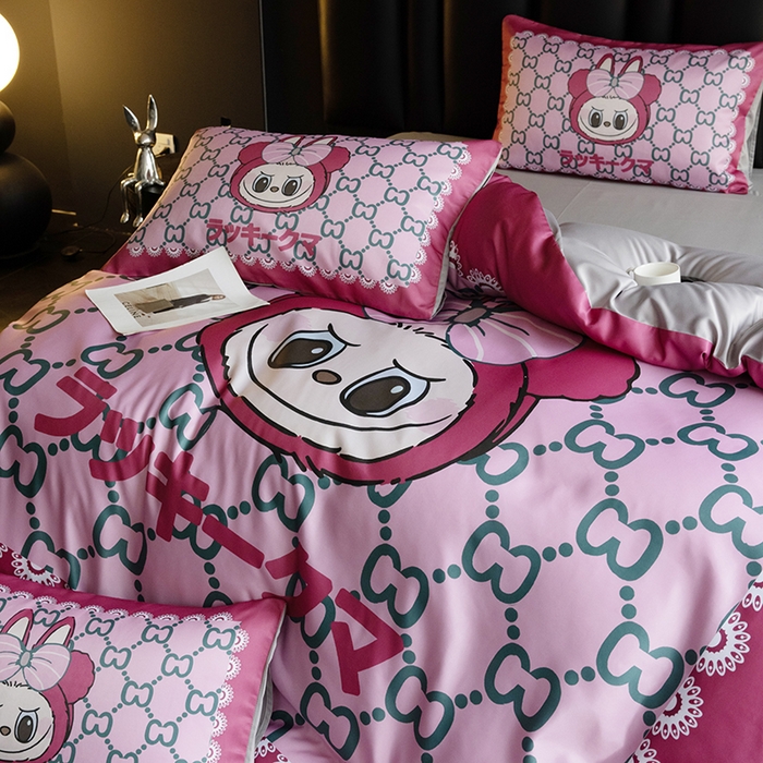 91家纺网 家纺一手货源 找家纺 2025新款水洗真丝数码印花四件套 CC兔