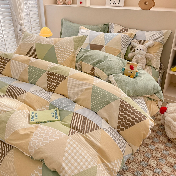 91家纺网 家纺一手货源 找家纺 绵庭家纺 2025新款12868全棉套件单品系列二四件套 云峰-绿