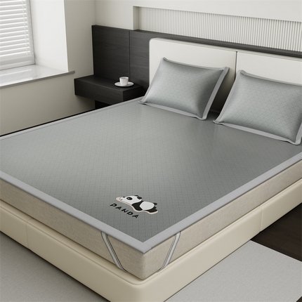 叠派家纺  2025新款5A抗菌A类冰丝凉席-饼干花熊猫款 熊猫-灰色