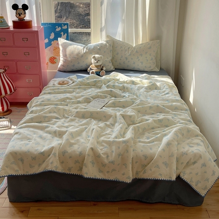 91家纺网 家纺一手货源 找家纺 （总）一加一 2025A类全棉有氧双层纱印花夏被