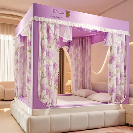 91家纺网 家纺一手货源 找家纺 锦逸家居 2025新款坐床式防摔遮光蚊帐 百年好合-遮光